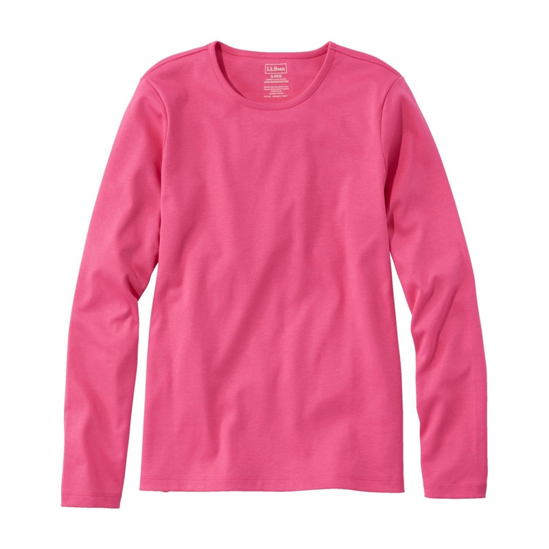 米国フィット・レギュラー ピマ・コットン・ティ、長袖 クルーネック