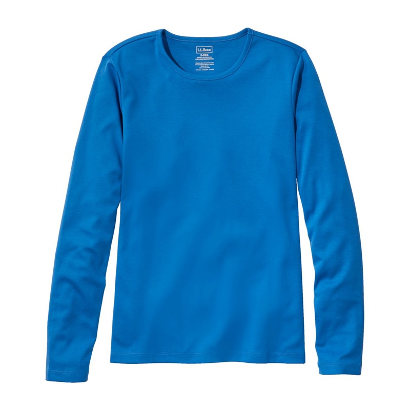 米国フィット・レギュラー ピマ・コットン・ティ、長袖 クルーネック