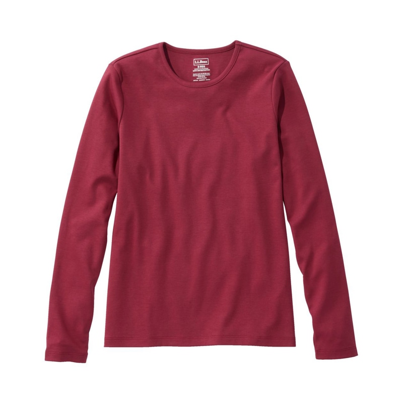 米国フィット・レギュラー ピマ・コットン・ティ、長袖 クルーネック