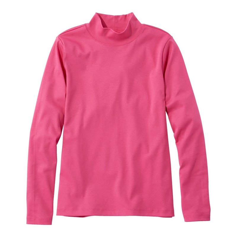 米国フィット・レギュラー ピマ・コットン・ティ、モックネック 長袖