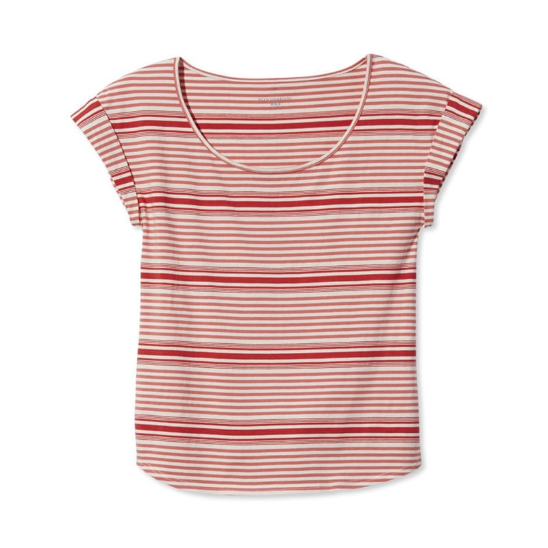 米国フィット・レギュラー シグネチャー・コットン/モダール・ティ、半袖 スクープネック ストライプ