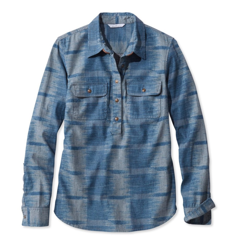 米国フィット・レギュラー シグネチャー・デニム・ポップオーバー・シャツ、イカット