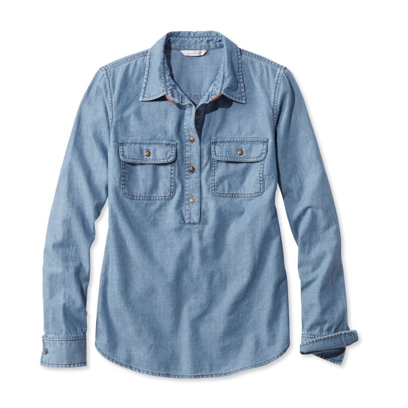 米国フィット・レギュラー シグネチャー・デニム・ポップオーバー・シャツ
