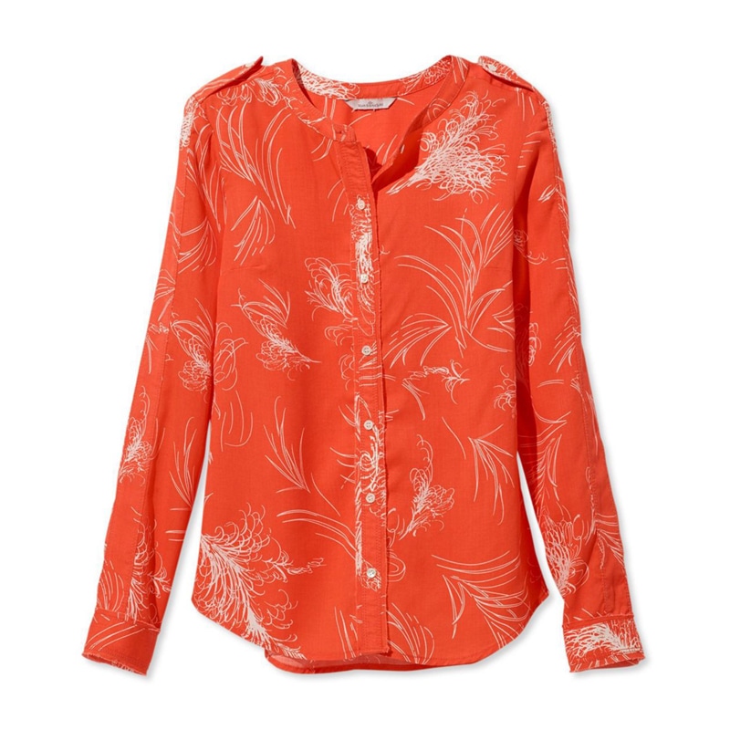 米国フィット・レギュラー シグネチャー・カラーレス・ロング・スリーブ・シャツ、エンバー・プリント