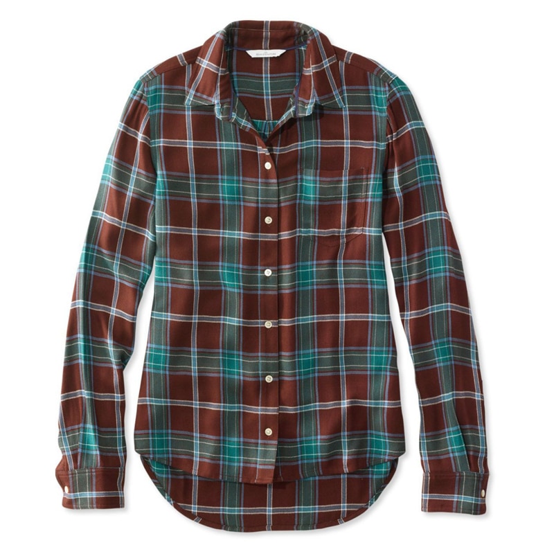 米国フィット・レギュラー シグネチャー・ドレーピー・ボタンフロント・シャツ、プラッド