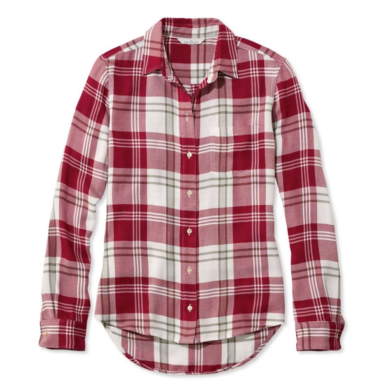 米国フィット・レギュラー シグネチャー・ドレーピー・ボタンフロント・シャツ、プラッド