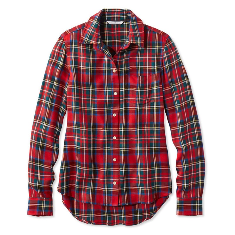 米国フィット・レギュラー シグネチャー・ドレーピー・ボタンフロント・シャツ、プラッド