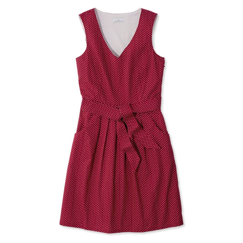 米国フィット・レギュラー シグネチャー・Vネック・ポプリン・ドレス、ドット