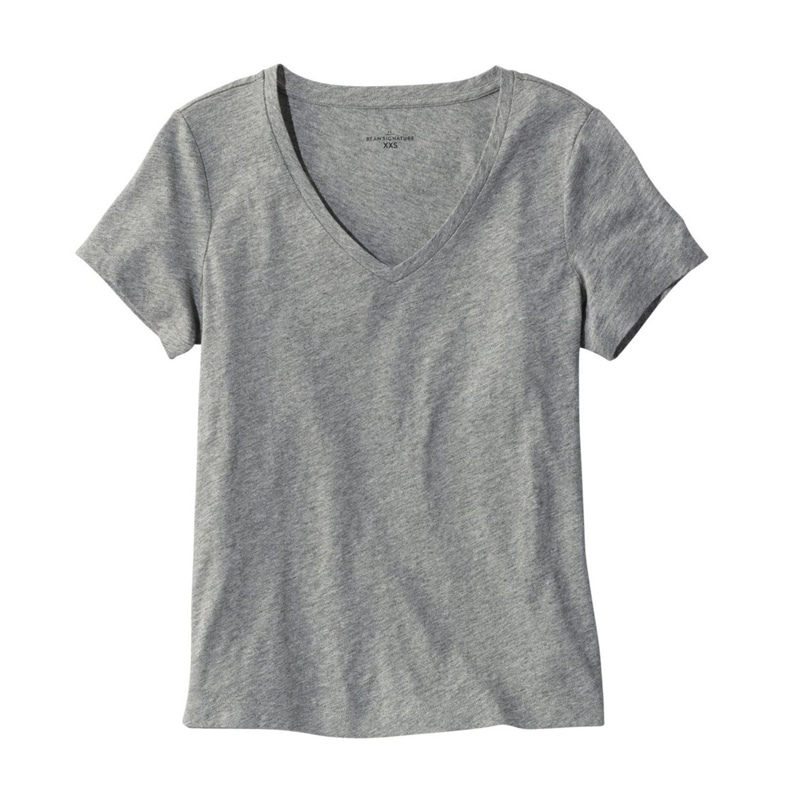 米国フィット・レギュラー シグネチャー・エッセンシャル・ニット・Vネック・ティ、半袖