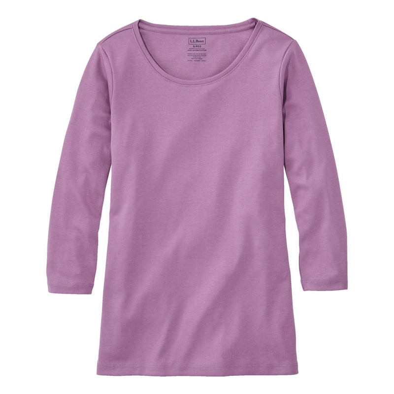 米国フィット・レギュラー ピマ・コットン・シェイプ・ジュエルネック・ティ、7分丈袖