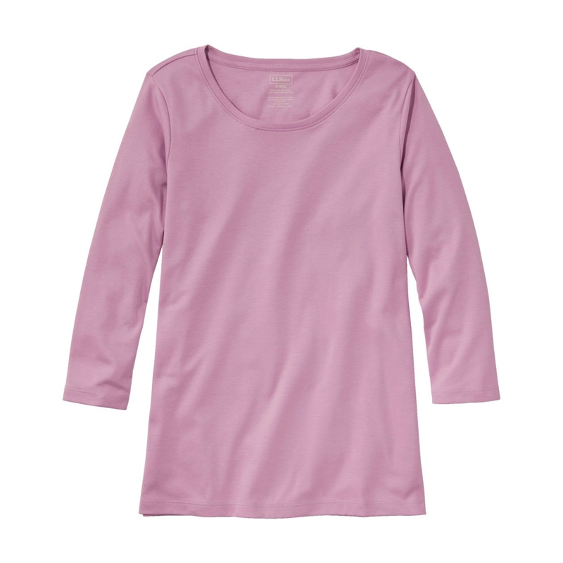 米国フィット・レギュラー ピマ・コットン・シェイプ・ジュエルネック・ティ、7分丈袖