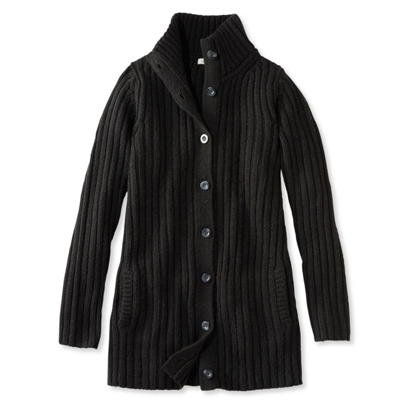 米国フィット・レギュラー チャンキー・リブ・セーター、ボタンフロント・ロング・カーディガン