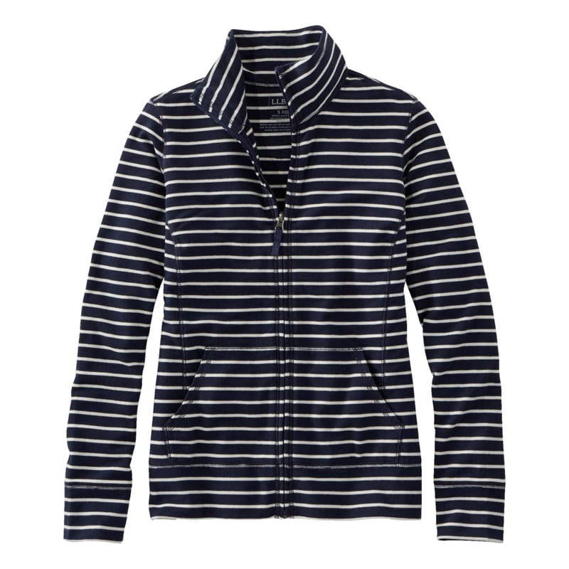 米国フィット・レギュラー ウルトラソフト・スウェット、フルジップ・モックネック・ジャケット　ストライプ