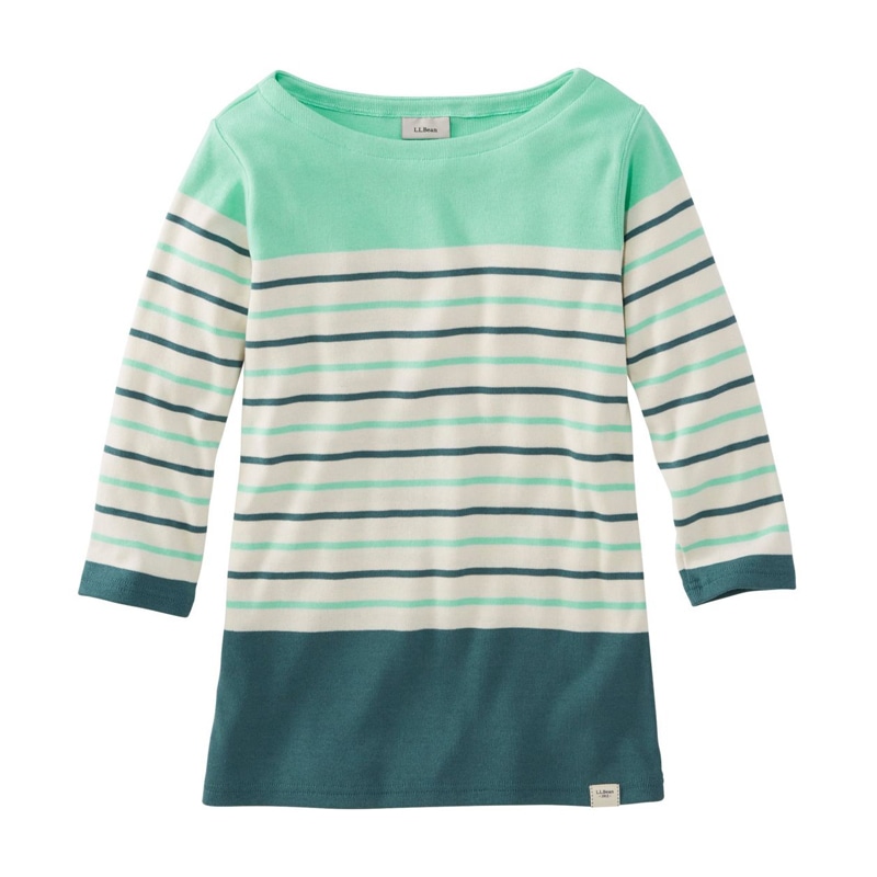 米国フィット・レギュラー フレンチ・セーラー・シャツ、ボートネック 7分丈袖 マルチストライプ