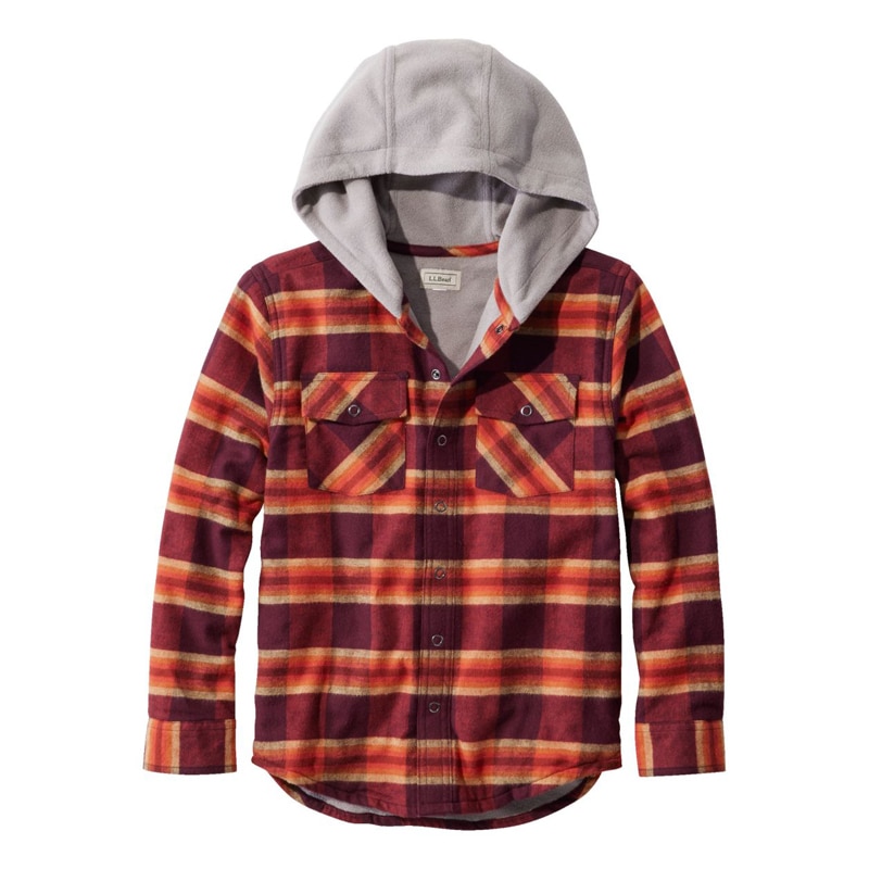 ビックキッズ・フリース・ラインド・フランネル・シャツ、フーディ プラッド