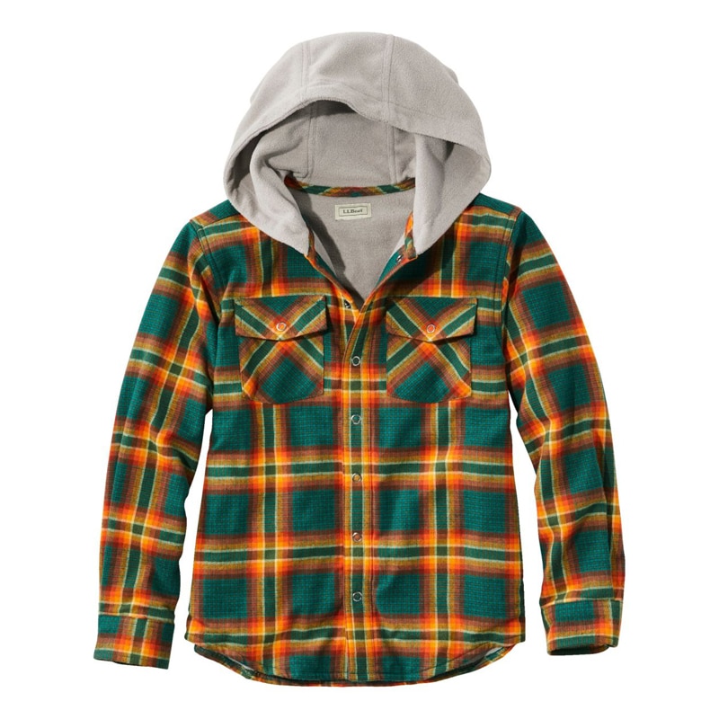 ビックキッズ・フリース・ラインド・フランネル・シャツ、フーディ プラッド