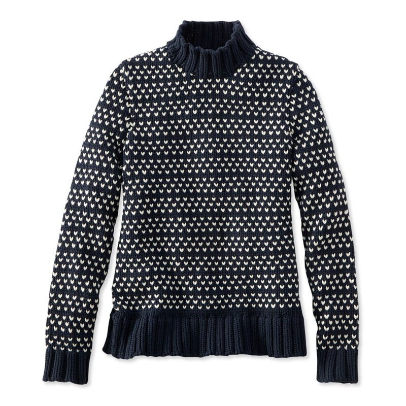 米国フィット・レギュラー シグネチャー・チャンキー・ニット・モックネック・セーター、バーズ・アイ