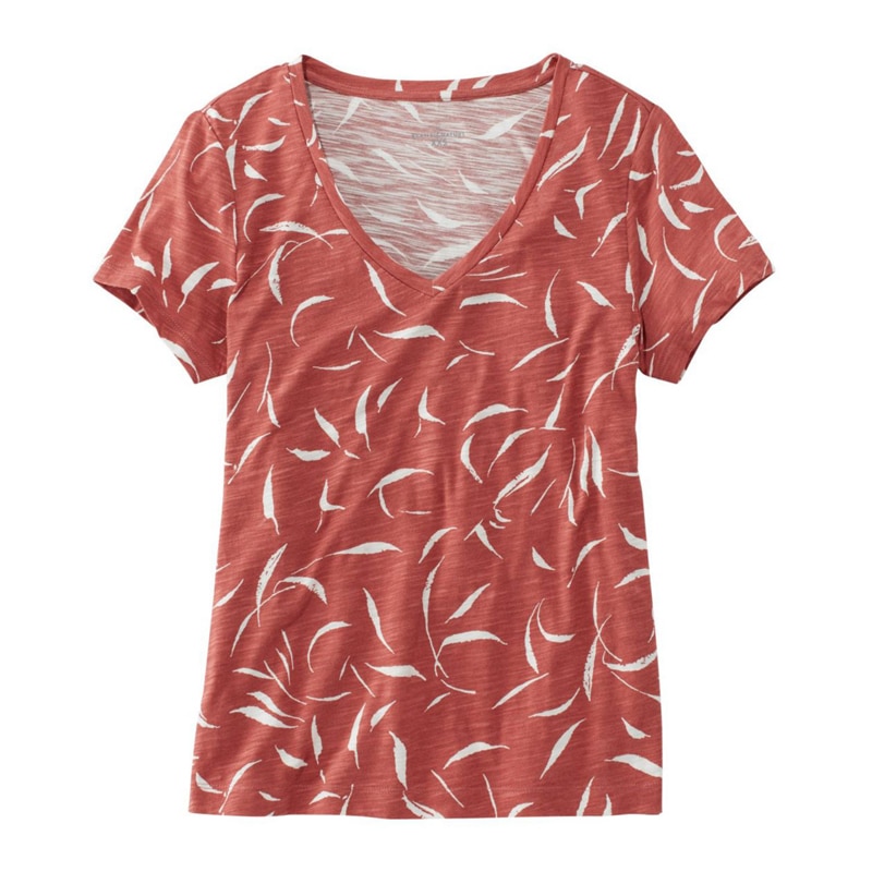 米国フィット・レギュラー シグネチャー・エッセンシャル・ニット・Vネック・ティ、半袖 プリント