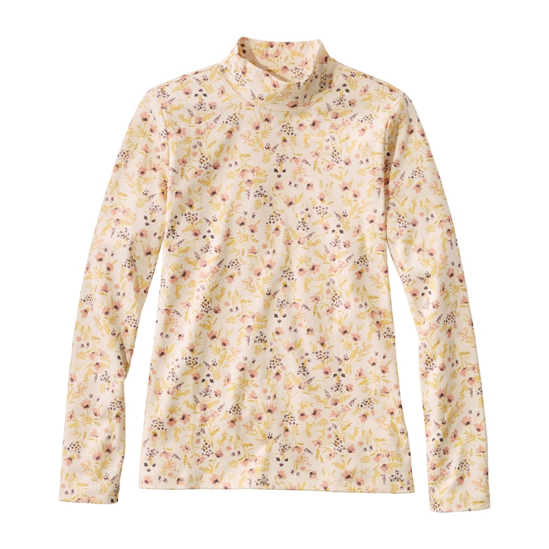 米国フィット・レギュラー ピマ・コットン・ティ、モックネック 長袖 プリント