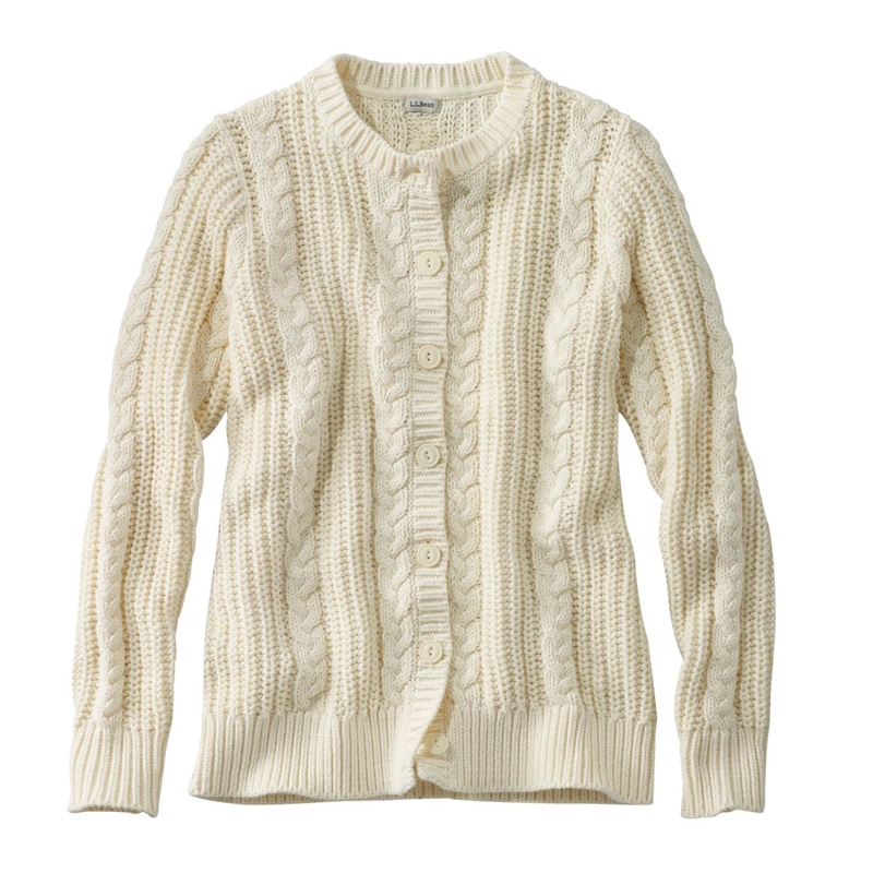 米国フィット・レギュラー ロープ・ステッチ・シェーカー・セーター、ボタンフロント・カーディガン