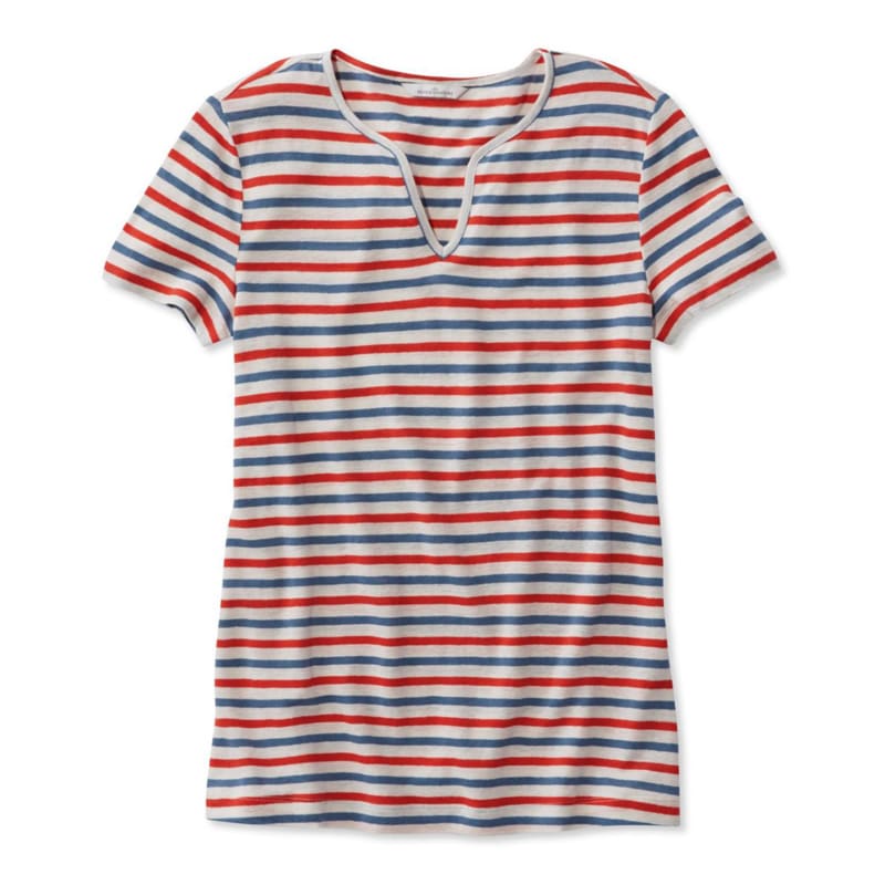 米国フィット・レギュラー シグネチャー・リネン/モダール・スプリットネック・ティ