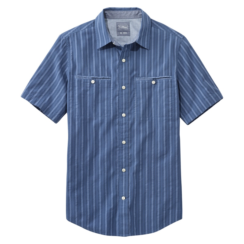 ジャパン・フィット テクスチャード・シャツ、半袖 ストライプ