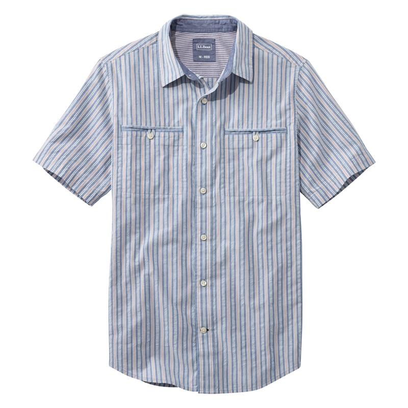 ジャパン・フィット テクスチャード・シャツ、半袖 ストライプ