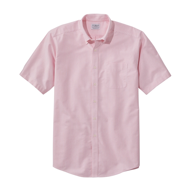 米国フィット・レギュラー リンクルフリー（形態安定）・クラシック・オックスフォード・クロス・シャツ、トラディショナル・フィット　半袖　ユニバーシティ・ストライプ