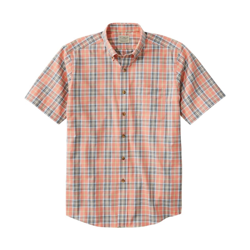 米国フィット・レギュラー リンクルフリー（形態安定）・ツイル・スポーツ・シャツ、半袖 プラッド