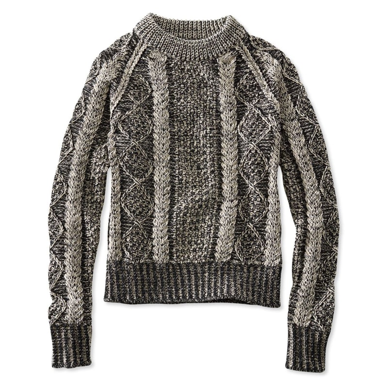 米国フィット・レギュラー シグネチャー・コットン・フィッシャーマン・セーター、クルーネック プレート