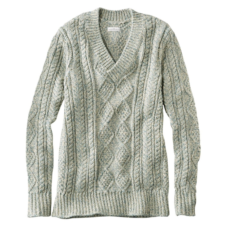 米国フィット・レギュラー シグネチャー・コットン・フィッシャーマン・セーター、Vネック