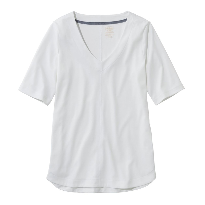 米国フィット・レギュラー ピマ・コットン・ティ、Vネック・チュニック