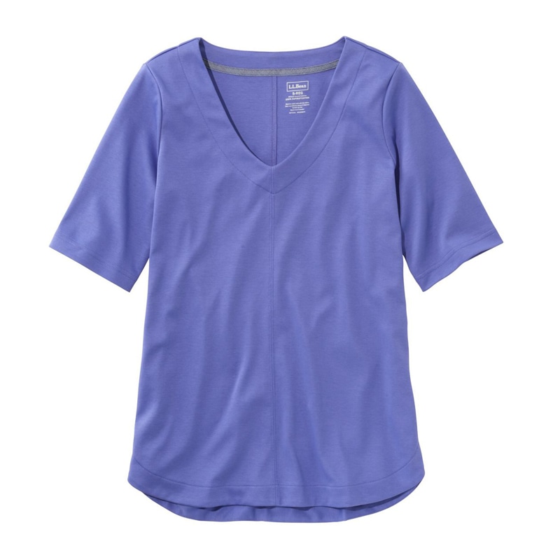 米国フィット・レギュラー ピマ・コットン・ティ、Vネック・チュニック