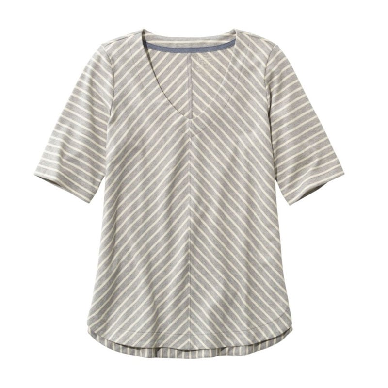 米国フィット・レギュラー ピマ・コットン・ティ、Vネック・チュニック ストライプ