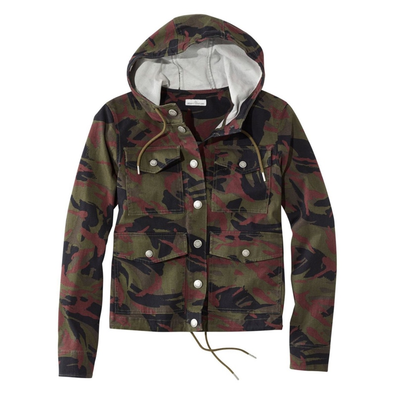 米国フィット・レギュラー シグネチャー・クロップド・ユーティリティ・フーディ、プリント