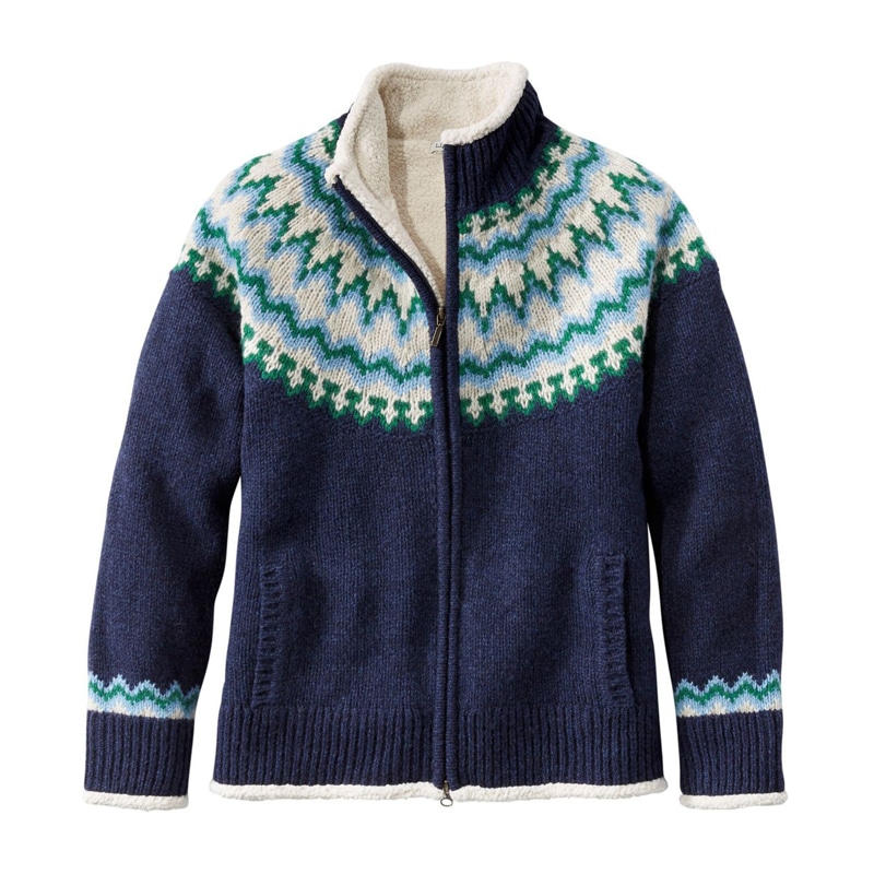 米国フィット・プチ エル・エル・ビーン・クラシック・ラグ・ウール・セーター、シェルパ・ラインド・ジップ・カーディガン フェア・アイル