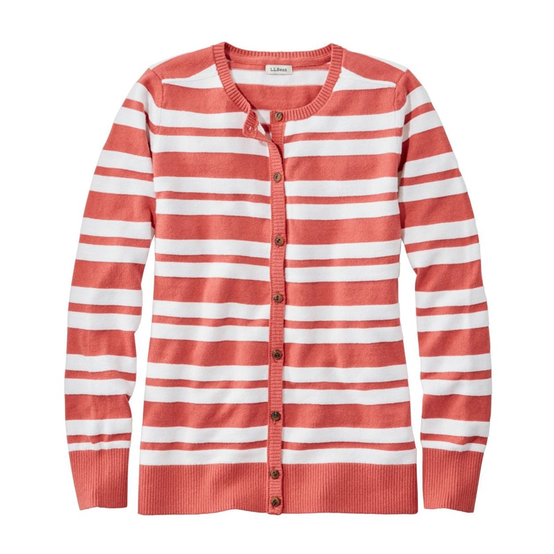 米国フィット・レギュラー コットン/カシミヤ・セーター、ボタンフロント カーディガン ストライプ