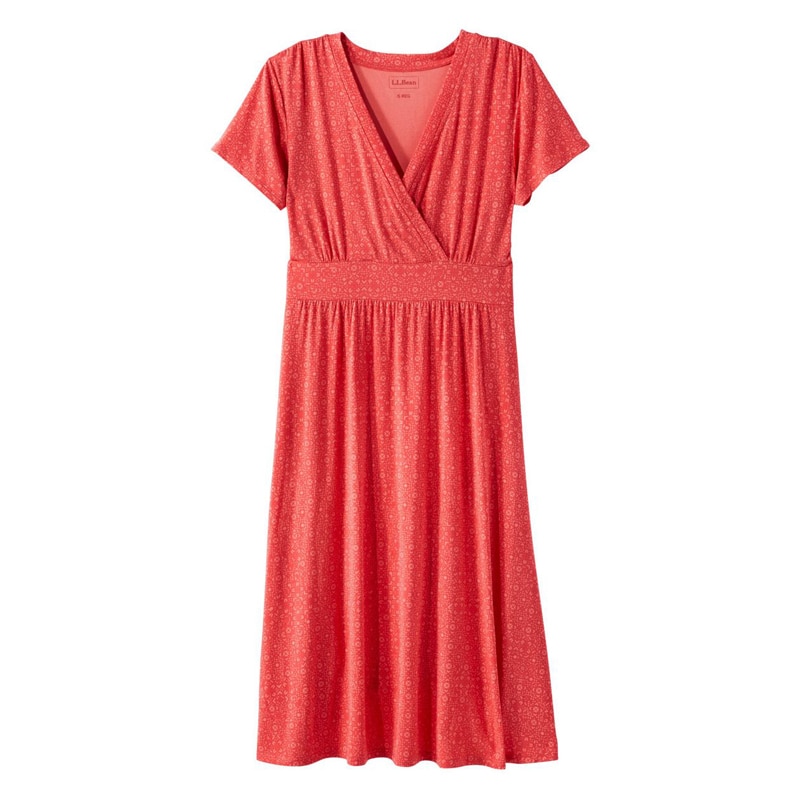 ジャパン・フィット サマー・ニット・ドレス、半袖 プリント