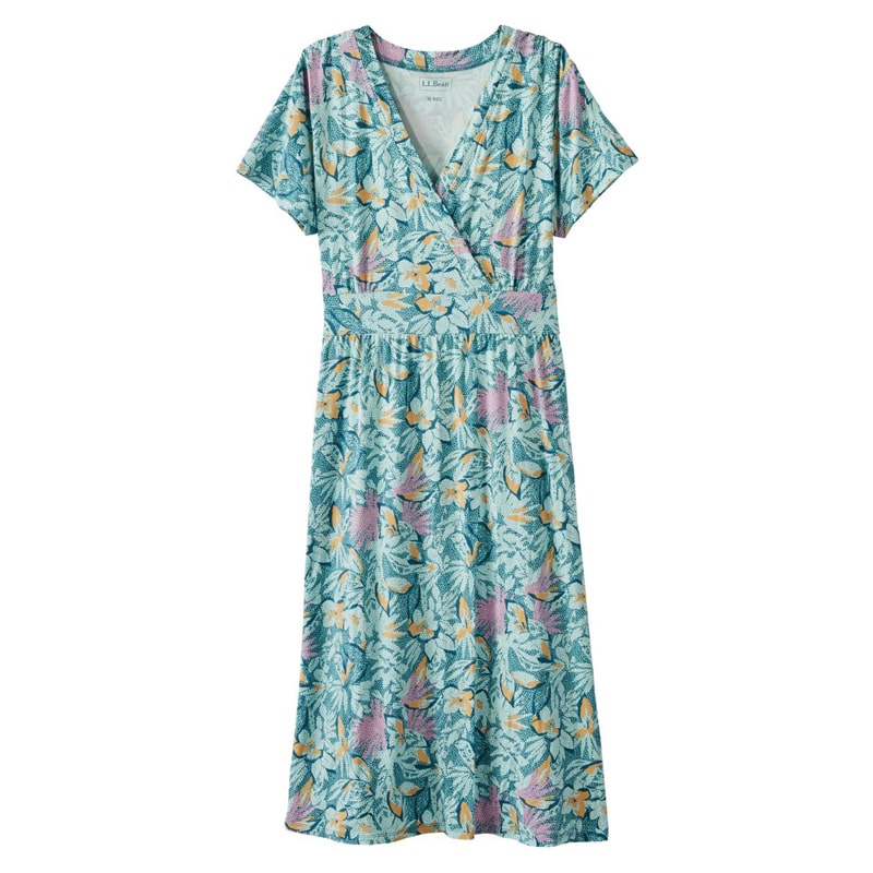 ジャパン・フィット サマー・ニット・ドレス、半袖 プリント