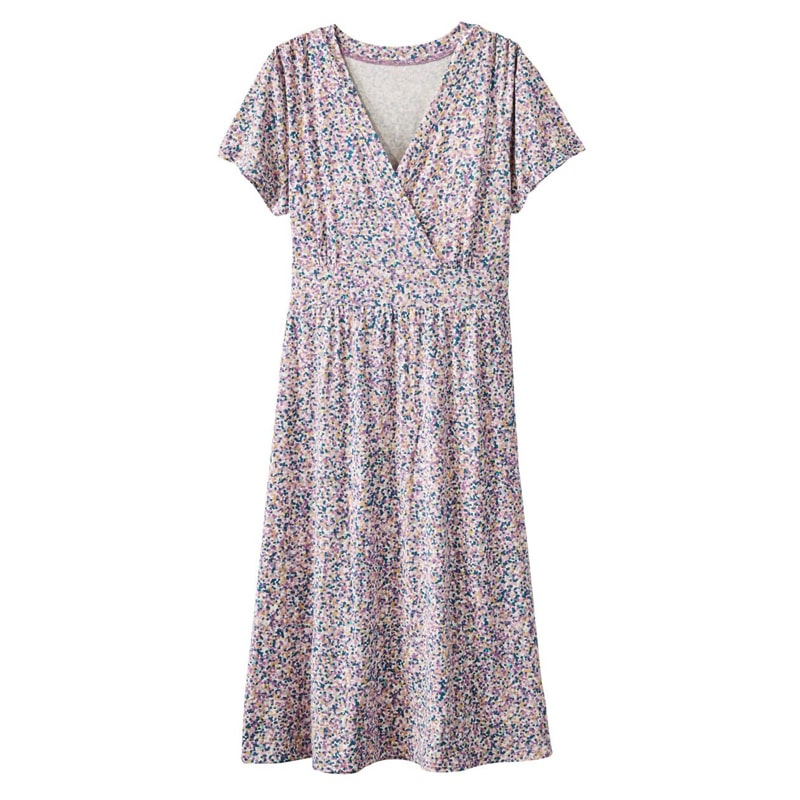 ジャパン・フィット サマー・ニット・ドレス、半袖 プリント