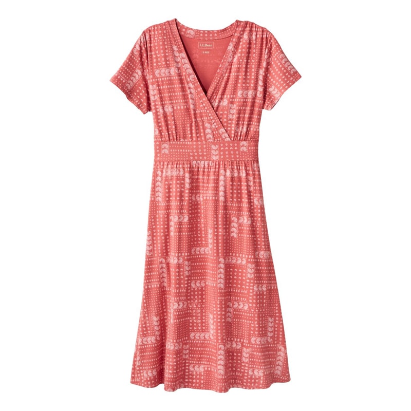 ジャパン・フィット サマー・ニット・ドレス、半袖 プリント