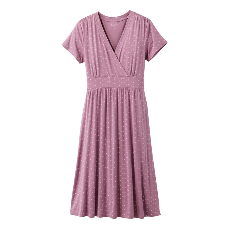 ジャパン・フィット サマー・ニット・ドレス、半袖 プリント