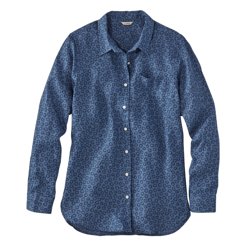 ジャパン・フィット プレミアム・ウォッシャブル・リネン・シャツ、チュニック プリント