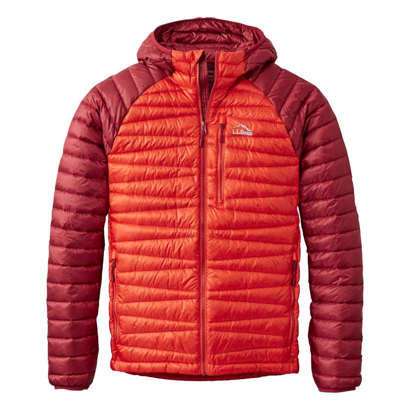 米国フィット・レギュラー ウルトラライト 850 ダウン・セーター、フード付き カラーブロック