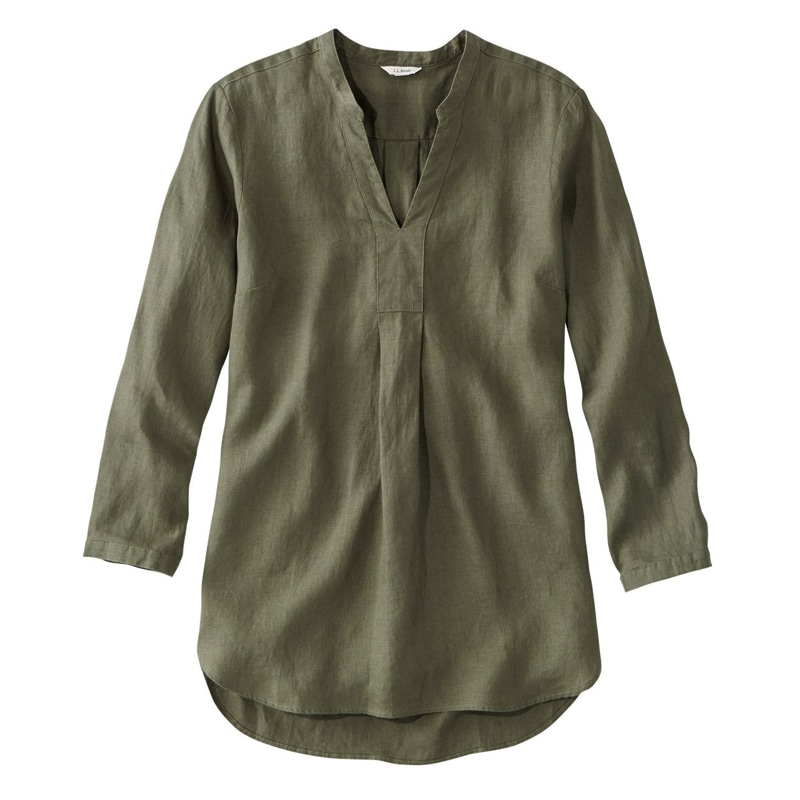 ジャパン・フィット プレミアム・ウォッシャブル・リネン・シャツ、ロング・チュニック