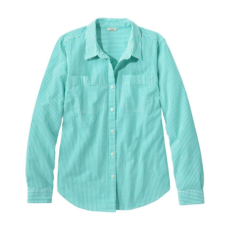 ジャパン・フィット バケーションランド・シアサッカー・シャツ、長袖