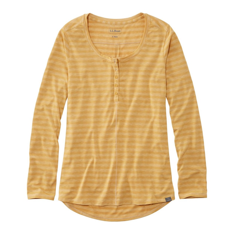 米国フィット・レギュラー テンセル・ブレンド・ヘンリー、長袖 ストライプ