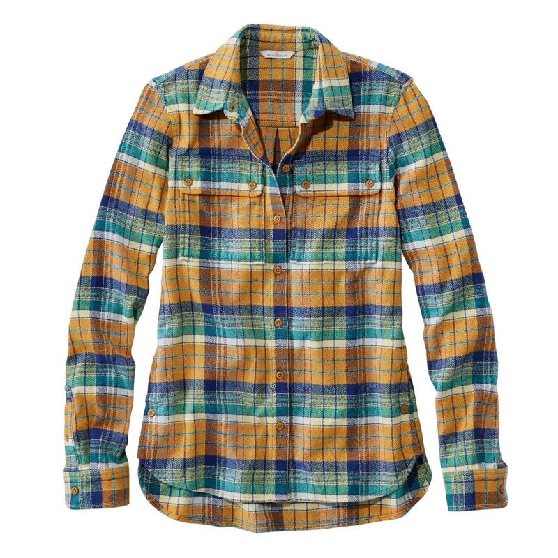 米国フィット・レギュラー シグネチャー・オーガニック・フランネル・シャツ、ボタンフロント