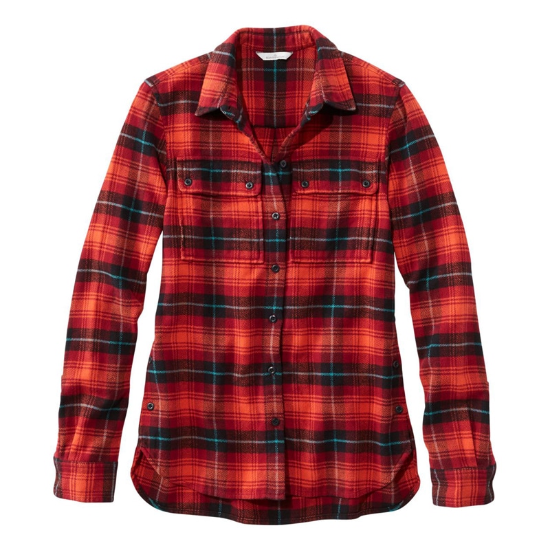 米国フィット・レギュラー シグネチャー・オーガニック・フランネル・シャツ、ボタンフロント