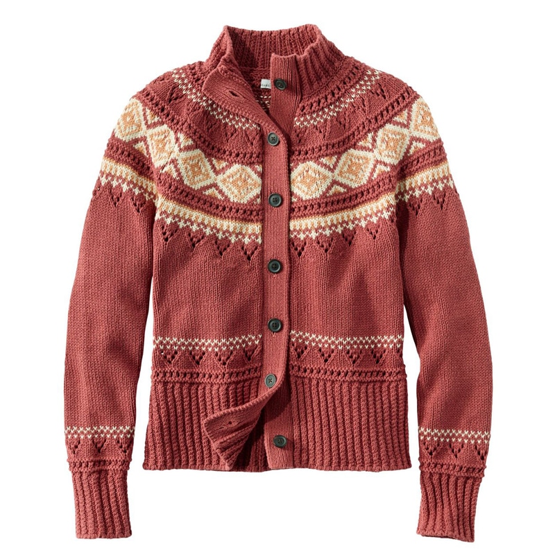 米国フィット・レギュラー シグネチャー・コットン・フィッシャーマン・セーター、ショート・カーディガン フェア・アイル